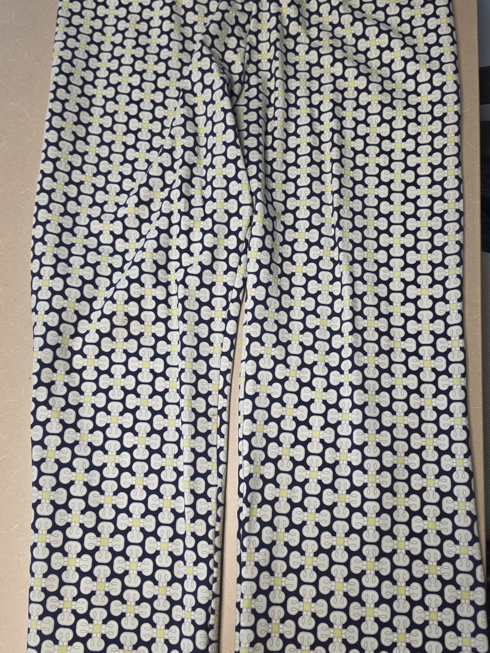 Geometric Print Straight-Leg Pants in Navy, White & Yellow